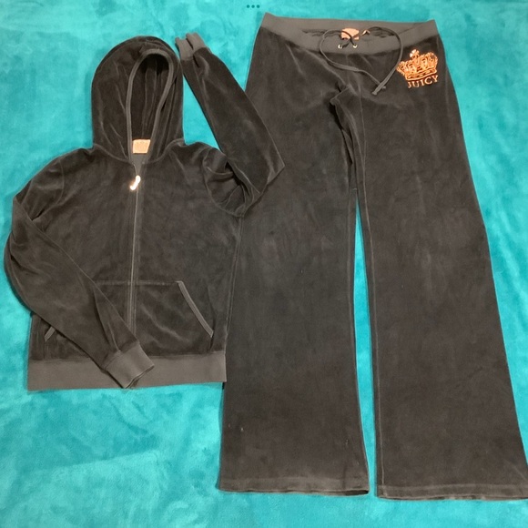 Juicy Couture Velour Pants 34 x 34 Zip Up Hoodie Tracksuit - Picture 1 of 14